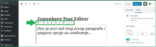 wordpress-za-pocetnike-cesto-postavljana-pitanja-kreiranje-posta-gutenberg-editor-3 wordpress-za-pocetnike-cesto-postavljana-pitanja-dodavanje-paragrafa-gutenberg-editor